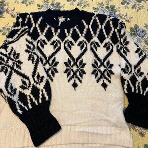 Free People Winter Sweater, Size X-Small, Black & White